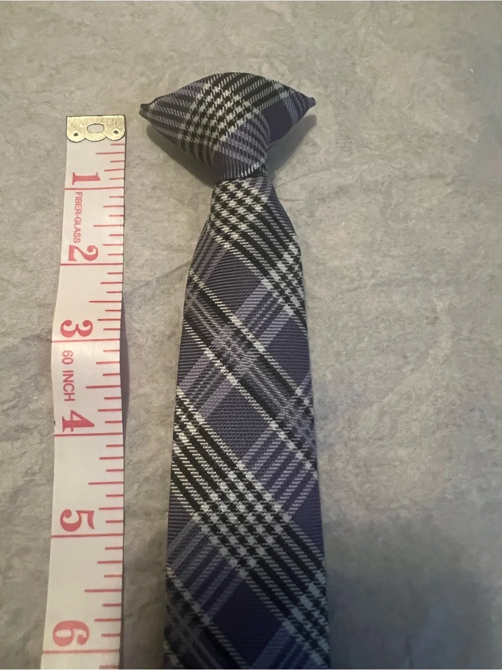 Purple Plaid Kids Tie - clip on